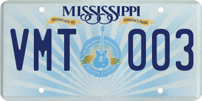 MS license plate VMT003