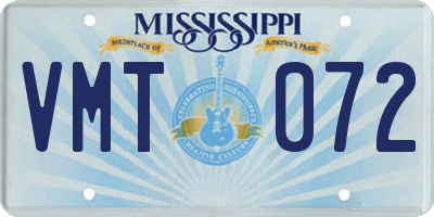 MS license plate VMT072