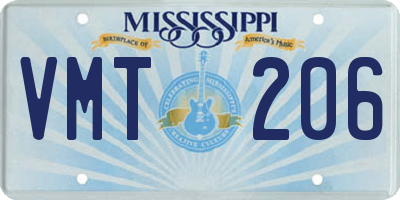 MS license plate VMT206