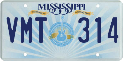 MS license plate VMT314