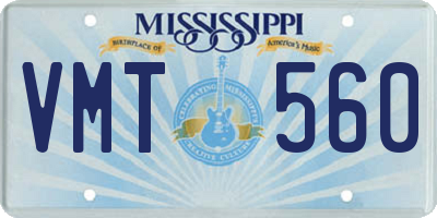 MS license plate VMT560