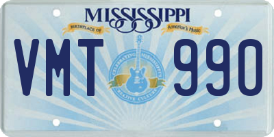 MS license plate VMT990