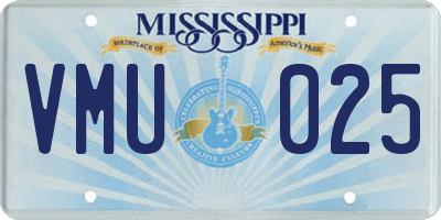 MS license plate VMU025
