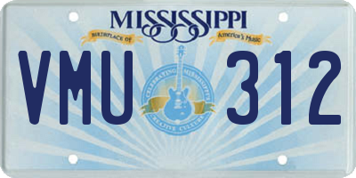 MS license plate VMU312