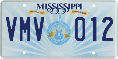 MS license plate VMV012