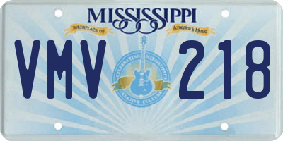 MS license plate VMV218