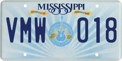 MS license plate VMW018