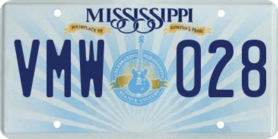 MS license plate VMW028