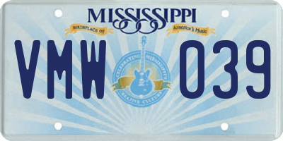 MS license plate VMW039