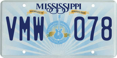MS license plate VMW078