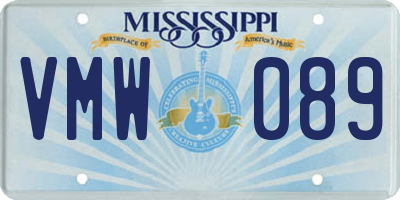 MS license plate VMW089