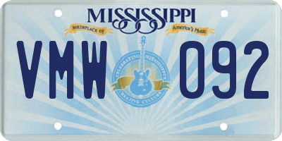 MS license plate VMW092