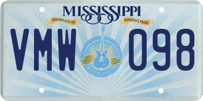 MS license plate VMW098