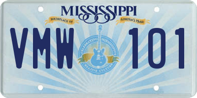 MS license plate VMW101