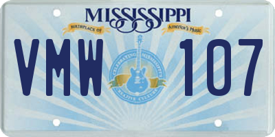 MS license plate VMW107