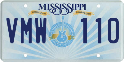 MS license plate VMW110