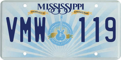 MS license plate VMW119