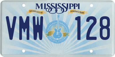 MS license plate VMW128