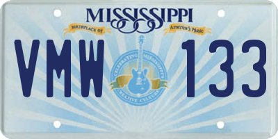 MS license plate VMW133