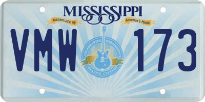 MS license plate VMW173
