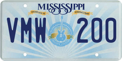 MS license plate VMW200