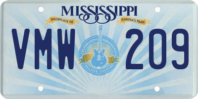 MS license plate VMW209