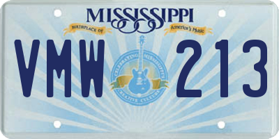 MS license plate VMW213