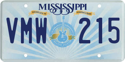 MS license plate VMW215