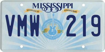 MS license plate VMW219