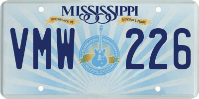 MS license plate VMW226