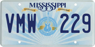 MS license plate VMW229