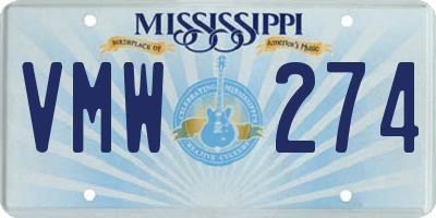 MS license plate VMW274