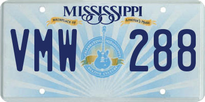 MS license plate VMW288
