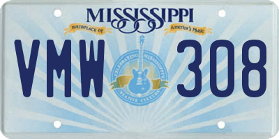 MS license plate VMW308