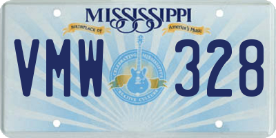 MS license plate VMW328