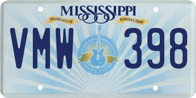 MS license plate VMW398
