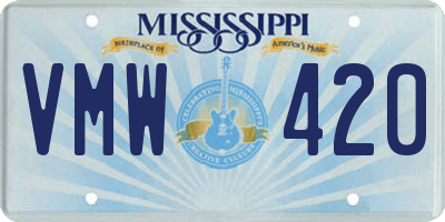 MS license plate VMW420