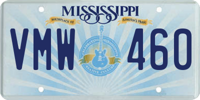 MS license plate VMW460