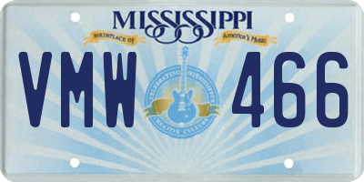 MS license plate VMW466