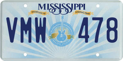 MS license plate VMW478