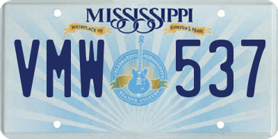 MS license plate VMW537