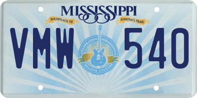 MS license plate VMW540
