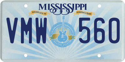 MS license plate VMW560