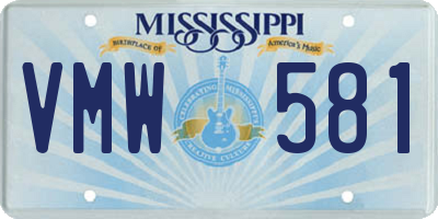 MS license plate VMW581
