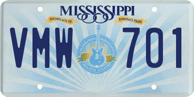 MS license plate VMW701