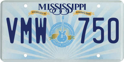 MS license plate VMW750