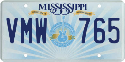 MS license plate VMW765