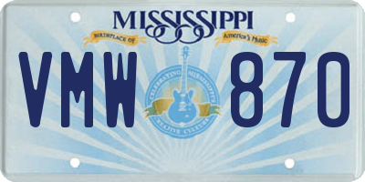 MS license plate VMW870