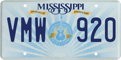 MS license plate VMW920