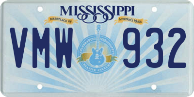 MS license plate VMW932